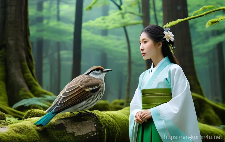 국어 서사문학 특징 - **Prompt:** A young woman, dressed in a simple yet elegant modern trench coat and ankle boots, stand...