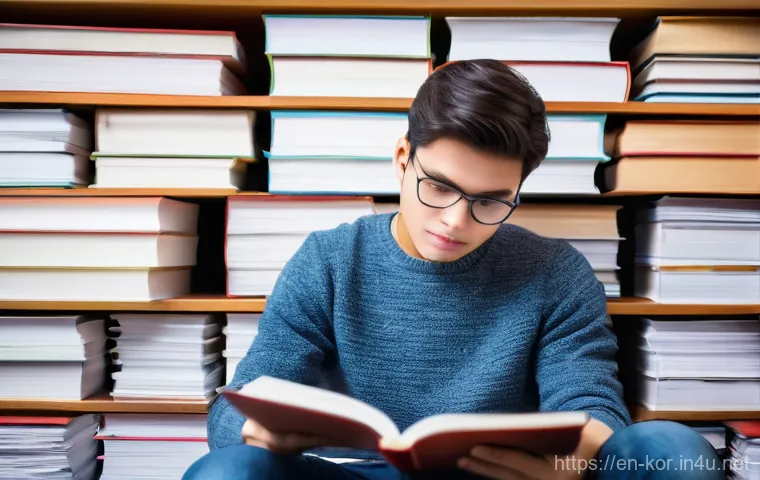 국어 시험 대비 시간 관리법 - Textbooks and neatly stacked notes are within reach. The student is casually but fully clothed in a ...